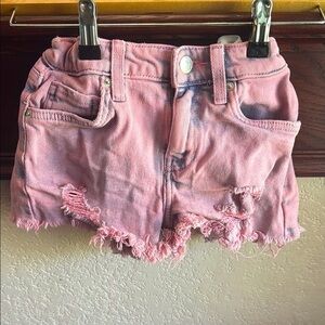 Forever 21 Kids Size 7/8 Pink Distressed Frayed Denim Shorts Dyed and Bleached